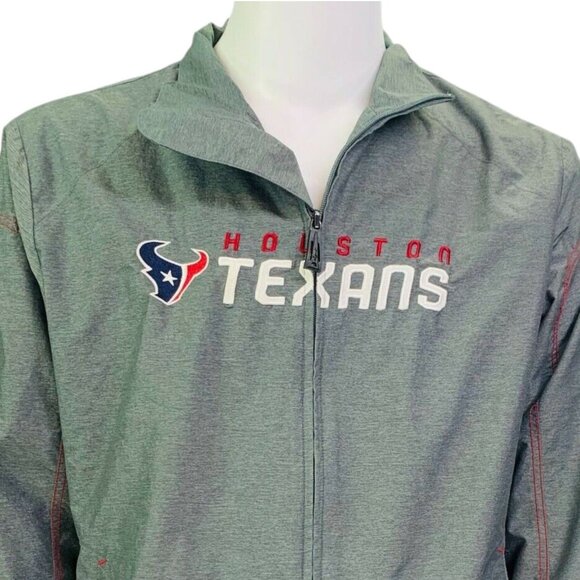 Reebok | Houston Texans Mens Onfield NFL Windbreaker Jacket Gray Full Zip Size M - Picture 4 of 12